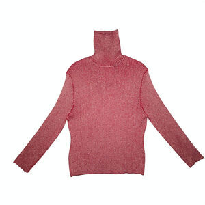 Runway Women's 3X Red Metallic Gold Ribbed Turtleneck Sweater Plus Size